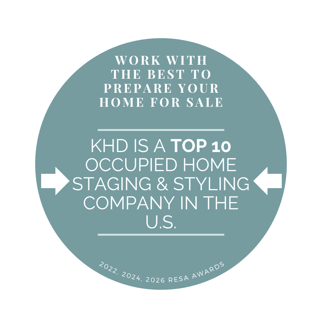Kelly Home Designs Top 10 Occupied Staging and Styling Company in the United States based in Monmouth County New Jersey Graphic with text. Kelly Home Designs is a Top 10 Occupied Home staging and styling compnay in the united states awarrded by RESA in 2022, 2024 & 2026